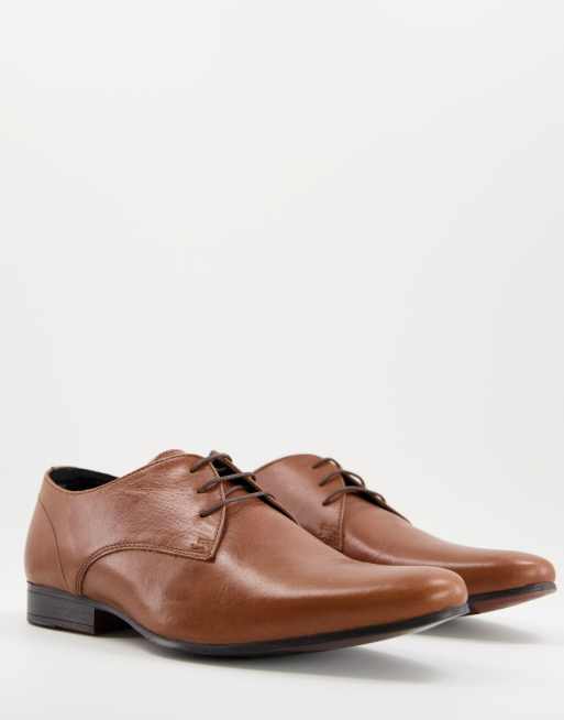 Topman tan leather bright derby shoes | ASOS