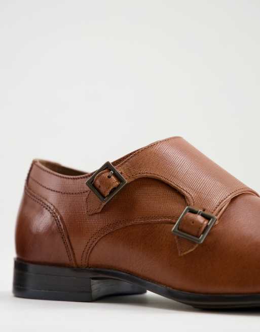 Topman tan leather bright monk shoes | ASOS display picture 2