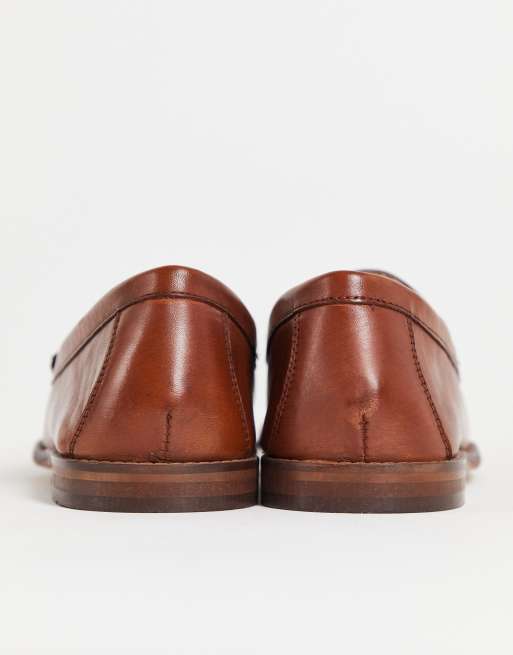 Topman tan real leather Mobsley tassel loafers | ASOS display picture 3