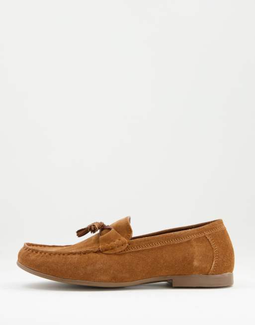 Topman tan real suede malik tassel loafers | ASOS