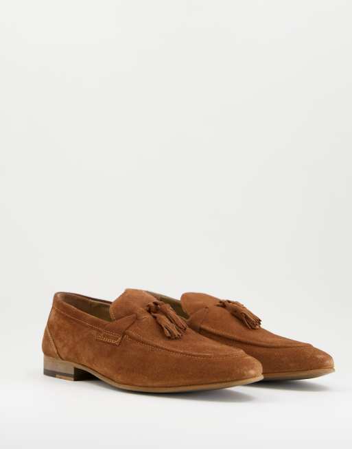 Topman tan real suede tassel loafers | ASOS