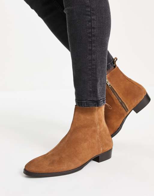 Topman tan suede choco cuban boots
