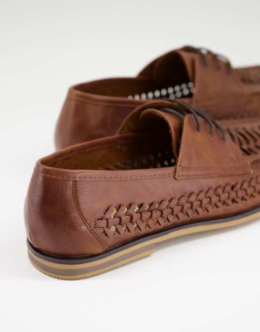 Topman tan weave morgan lace shoes