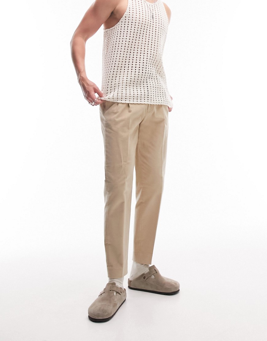 Shop Topman Taper Cord Pants In Stone-neutral