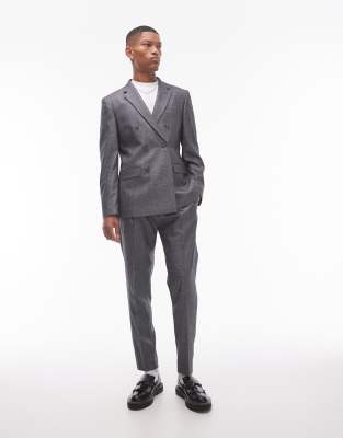 taper cross hatch suit pants in gray