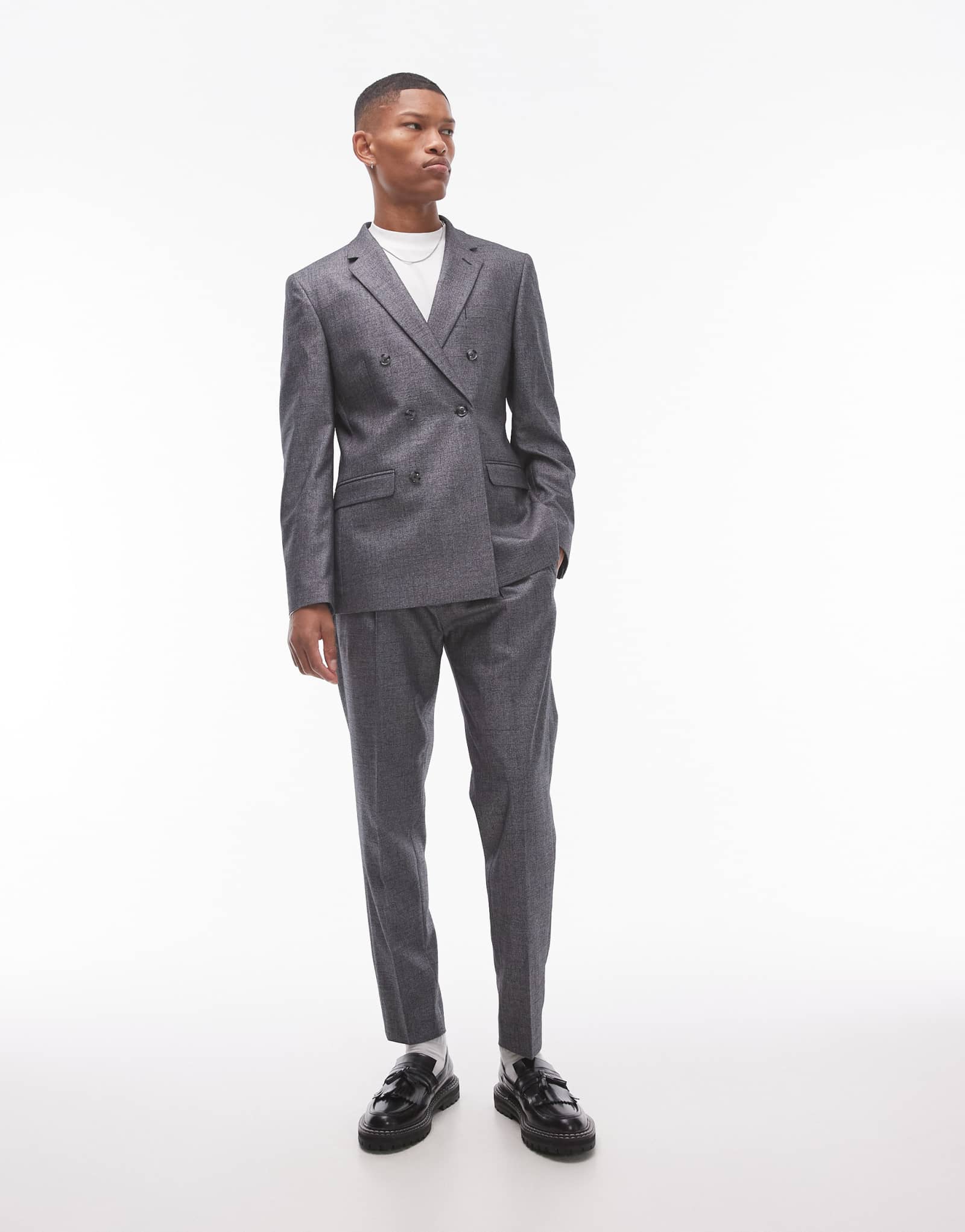 Брюки классические Topman taper cross hatch серого цвета