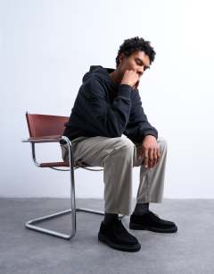 Taper fit canvas trouser in stone