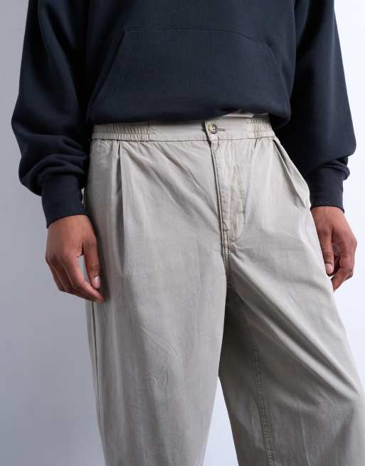Topman taper fit canvas trouser in stone, 4 of 5