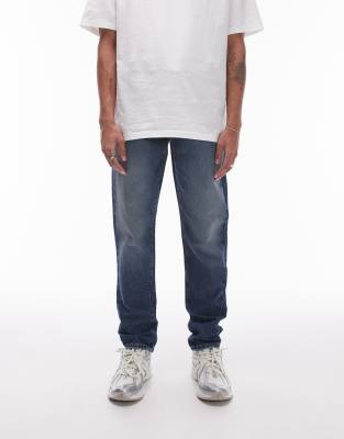 Topman Skinny Jeans In Mid Wash Blue