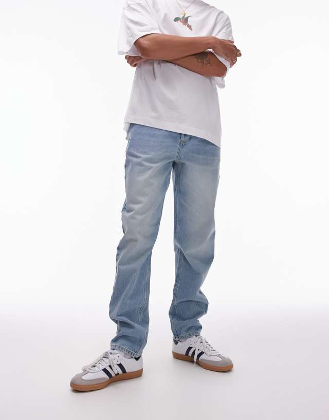 Topman - taper jeans in summer light wash tinted blue