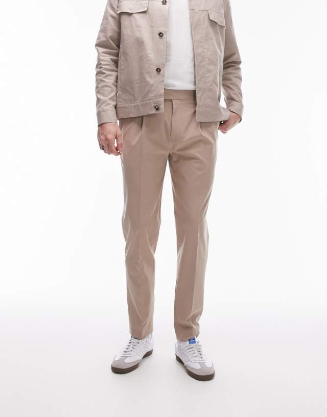 Topman - taper trousers in stone