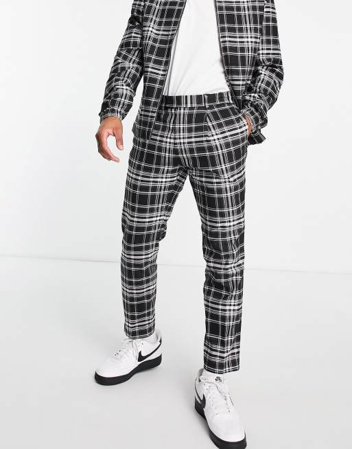Topman tapered check pants in black and white - part of a set