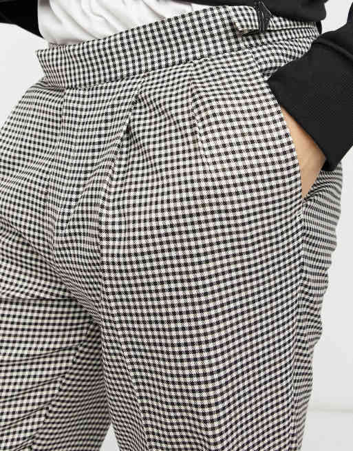 Topman tapered check pants in black and white, 3 of 4