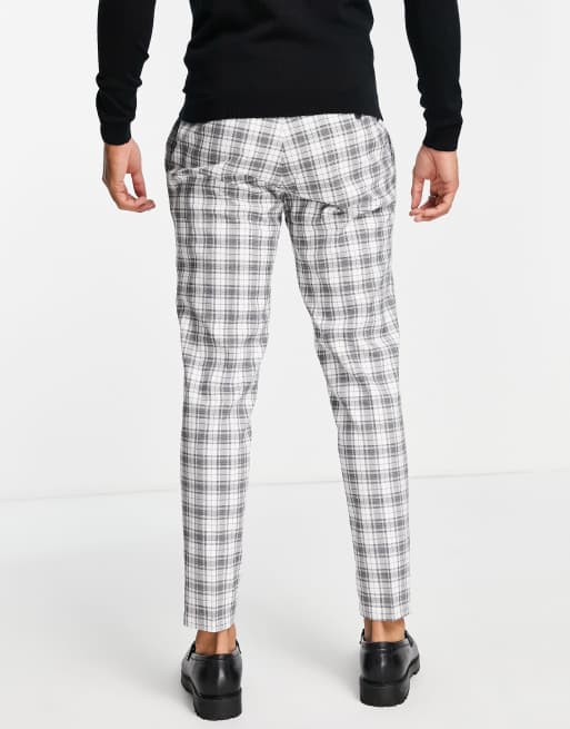 Checked black and white trousers sale