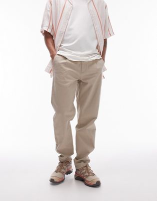 tapered chino pants in stone-Neutral