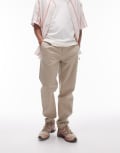 [Topman] Topman tapered chino pants in stone-Neutral W30 L32 Stone