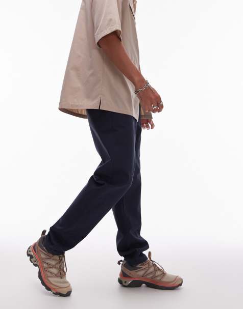 Topman tapered chino trousers in navy - view 1
