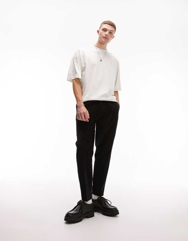 Topman - tapered cord trousers in black