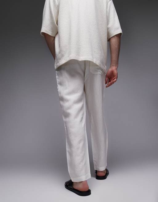 Topman tapered fit linen pants ecru, 3 of 5