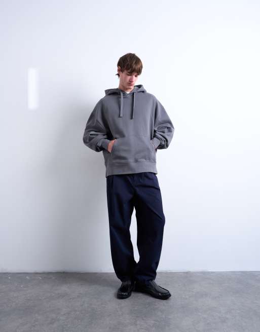 Topman tapered fit twill pants in navy, 3 of 5
