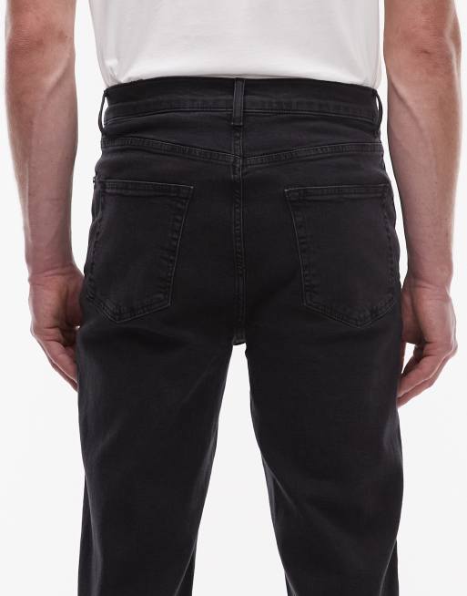 Topman - Tapered jeans i forvasket sort med stretch, 4 af 5