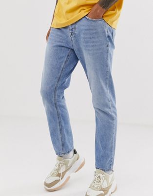 Topman tapered jeans in blue wash | ASOS