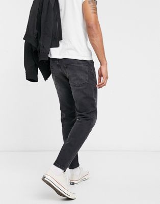 Topman tapered jeans in washed black | ASOS