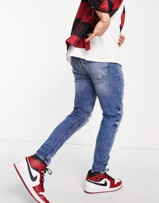 Topman - Tapered jeans med flænser i mørk vask, 2 af 4