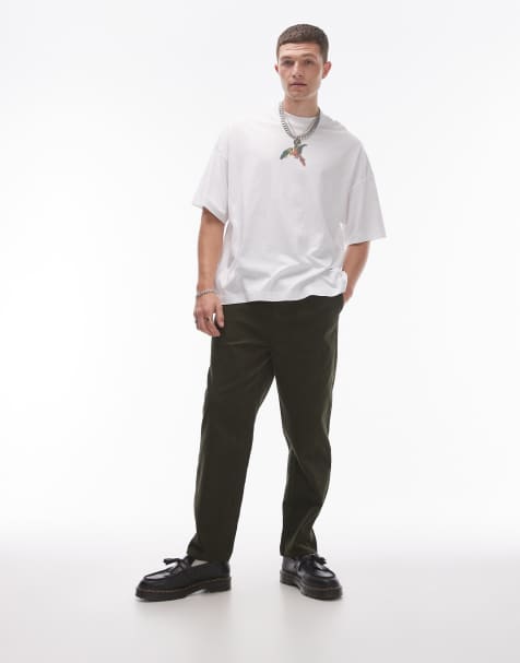 Topman - Tapered og kakifarvede fløjlsbukser - view 1
