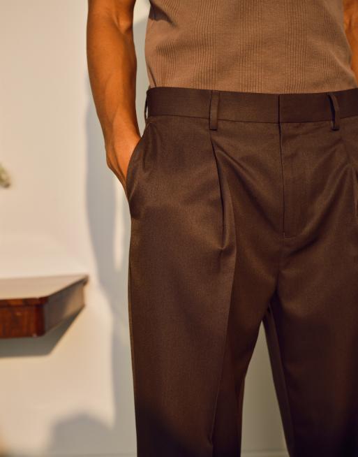 Topman tapered pants in brown