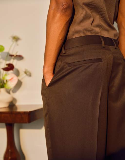 Topman tapered pants in brown