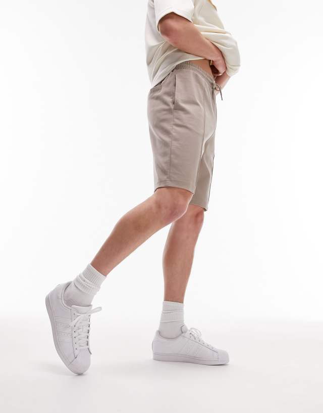 Topman tapered pintuck short in light brown