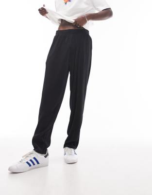 Topman tapered plisse jogger in black