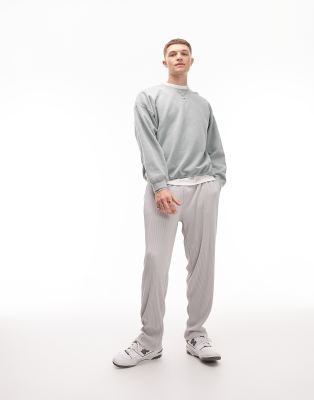 Topman tapered plisse jogger in light grey | ASOS