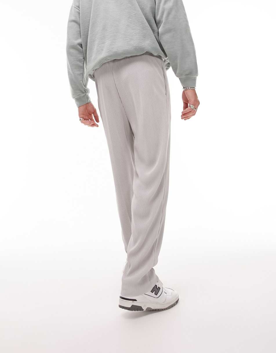 Topman tapered plisse jogger in light grey