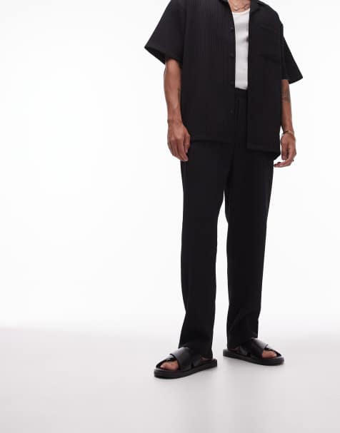 Topman - Tapered, plisserede og sorte bukser - view 1
