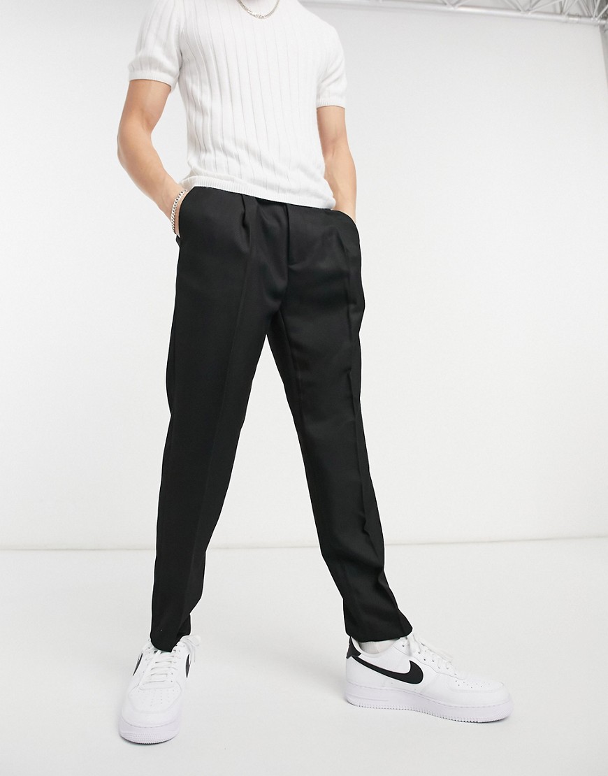 Topman tapered pronouced twill pants in black