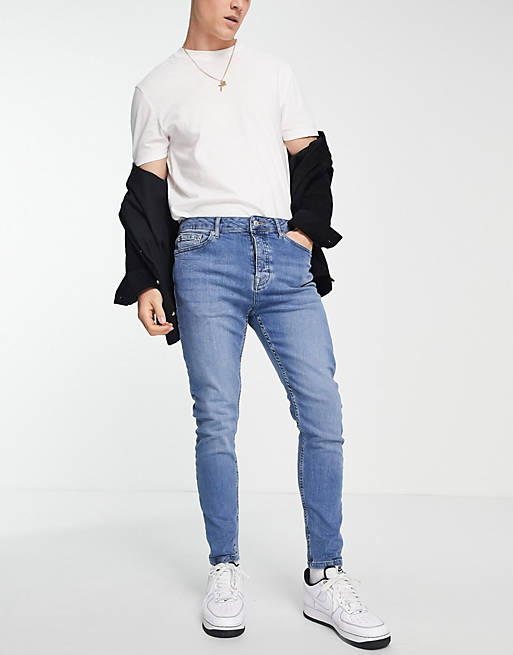 Topman - Tapered stretch-jeans i mellemvask