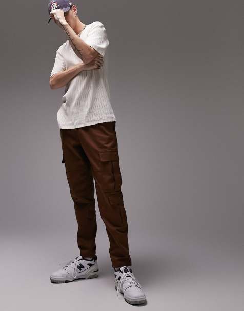 Topman tapered three-pocket cargo pants in brown - view 1