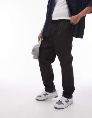 Topman tapered trousers in black