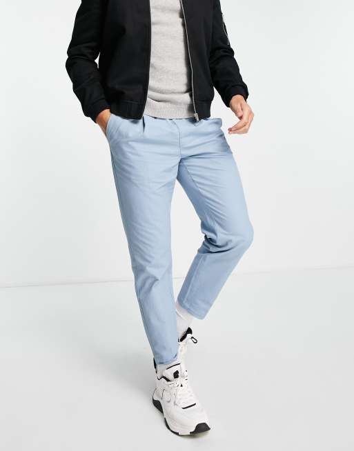 Topman tapered trousers with elasticated waist in blue, 4 of 4