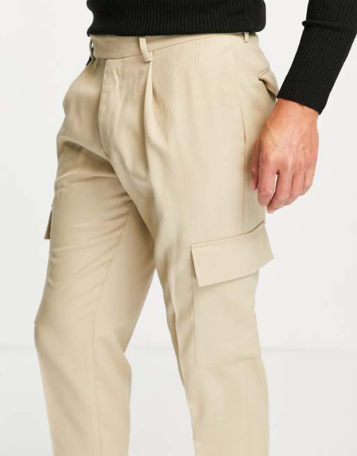 Twill tapered cargo pants