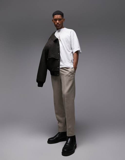 tapered wool chino trousers