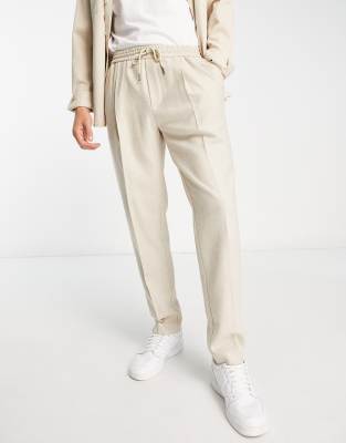 High-rise tapered wool pants