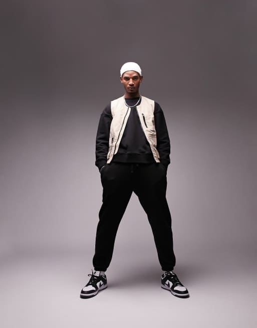 Topman - Technical - Gilet in stone, deel van co-ord set