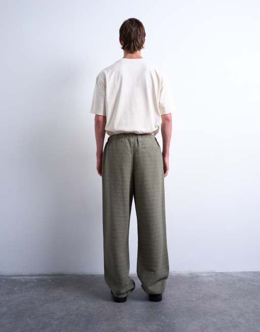 Topman – Teksturowane spodnie baggy w kolorze khaki, 2 z 5