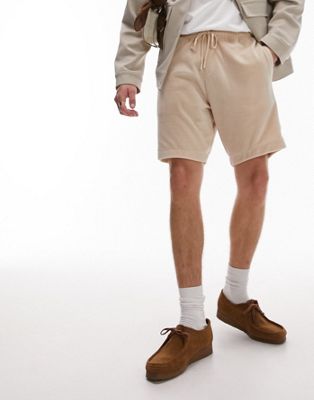 Shop Topman Terrycloth Shorts In Stone-neutral