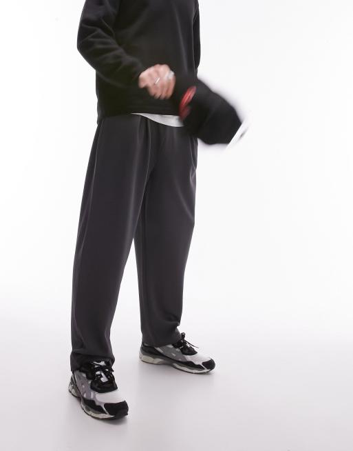 Topman textured baggy leg trackies in charcoal