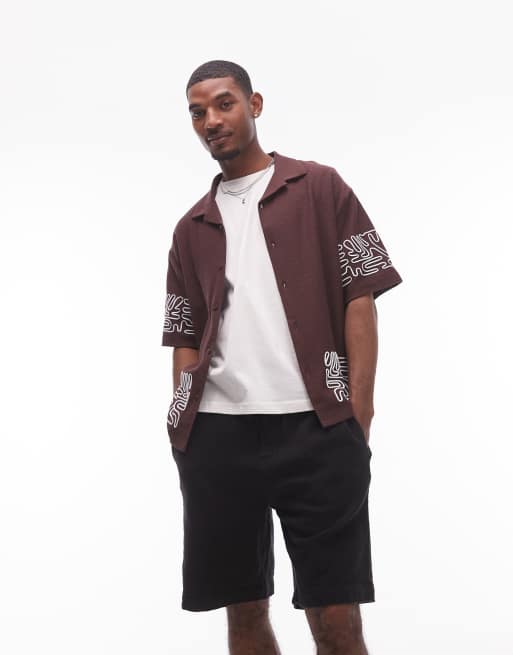 Topman textured bermuda short in black, 4 of 5