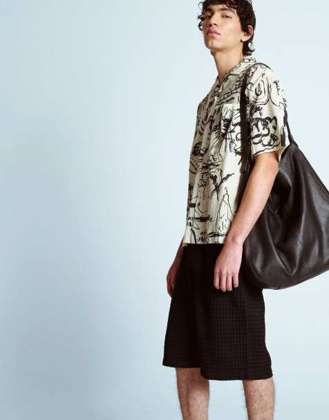 Topman textured grid check short co-ord in black - view 1